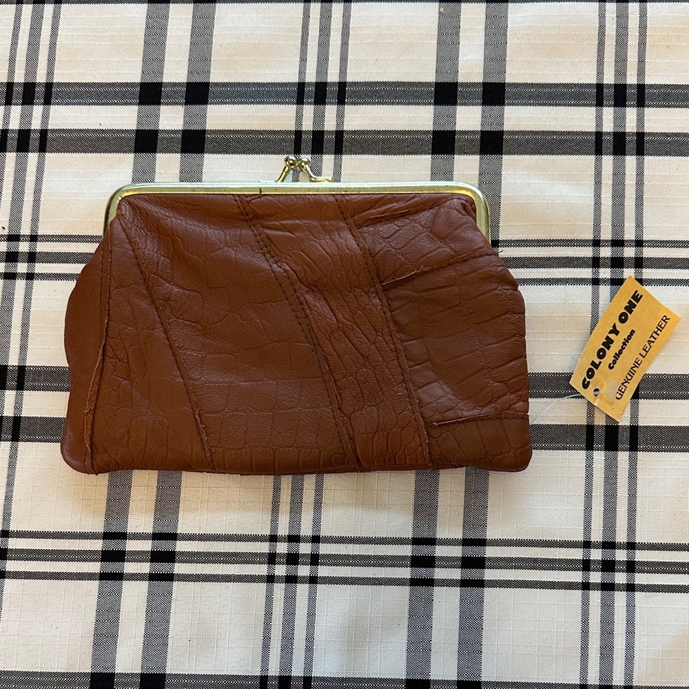 Gold Frame Leather Clutch